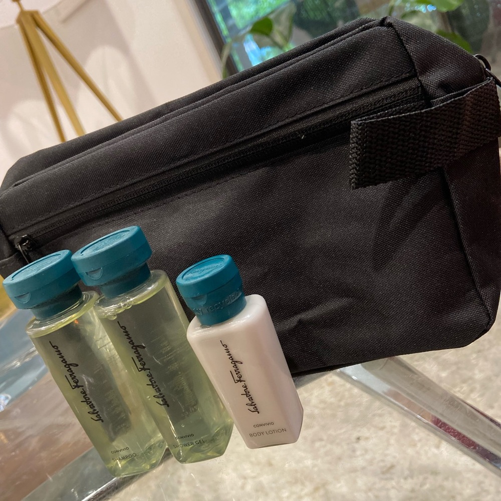 BRAND NEW Toiletries Bag With Ferragamo Toiletries Included